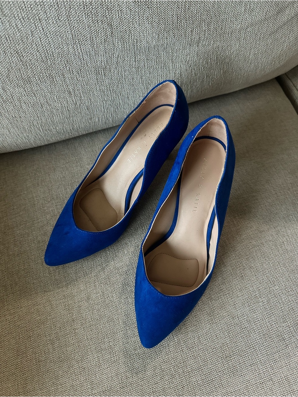 Kelly & Katie Pointed-Toe Blue Suede Pumps - Women's